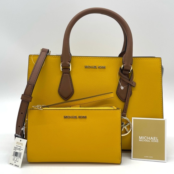 Michael Kors Sheila Medium Satchel Crossbody Bag & Double Zip Wallet Wristlet - Picture 2 of 12